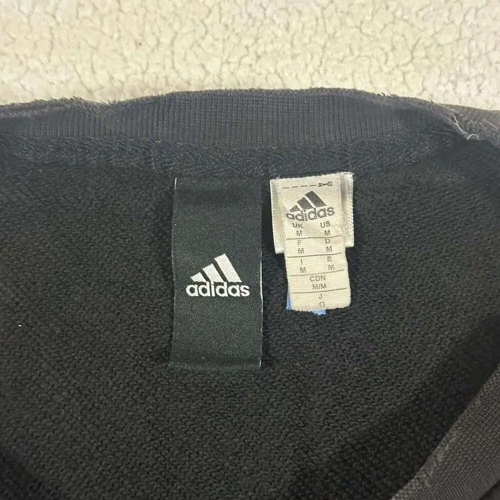 Adidas Black 3 Stripe Crewneck Sweatshirt Pullover Logo Men's Medium